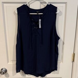 Torrid Dark Blue Lace-Up Blouse